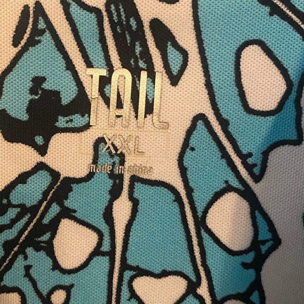 Tail Sz 2XL Blue Black Floral Collar Sleeveless Pickleball Golf Sleeveless Polo - Picture 3 of 7